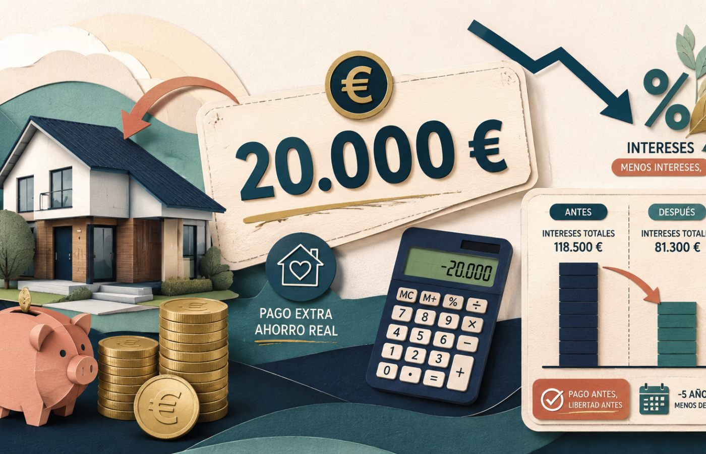 ¿Cuánto se ahorra al amortizar hipoteca? Ejemplo con 20.000 euros
