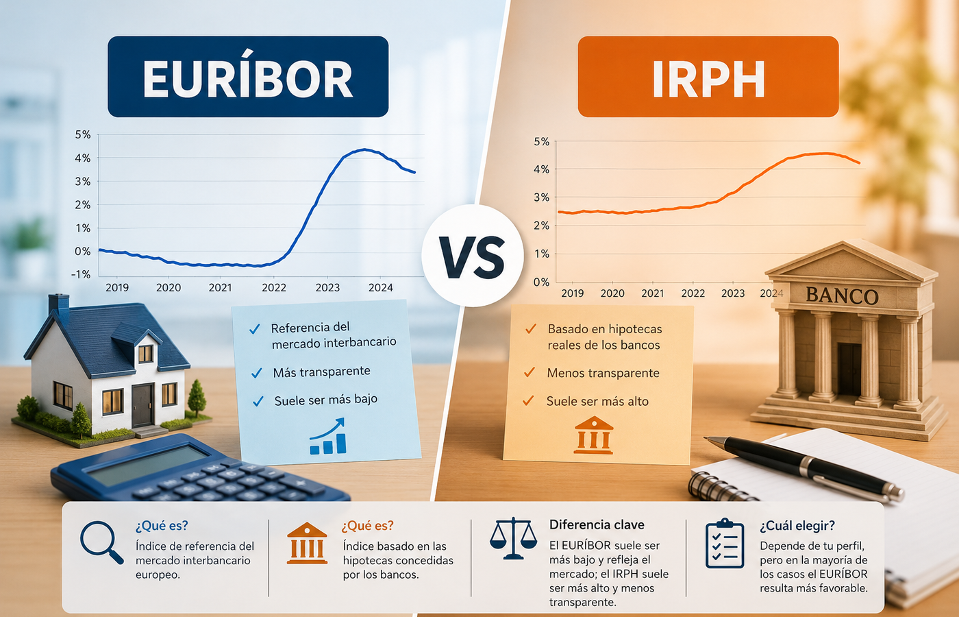 Euríbor vs IRPH: diferencias y qué índice es mejor
