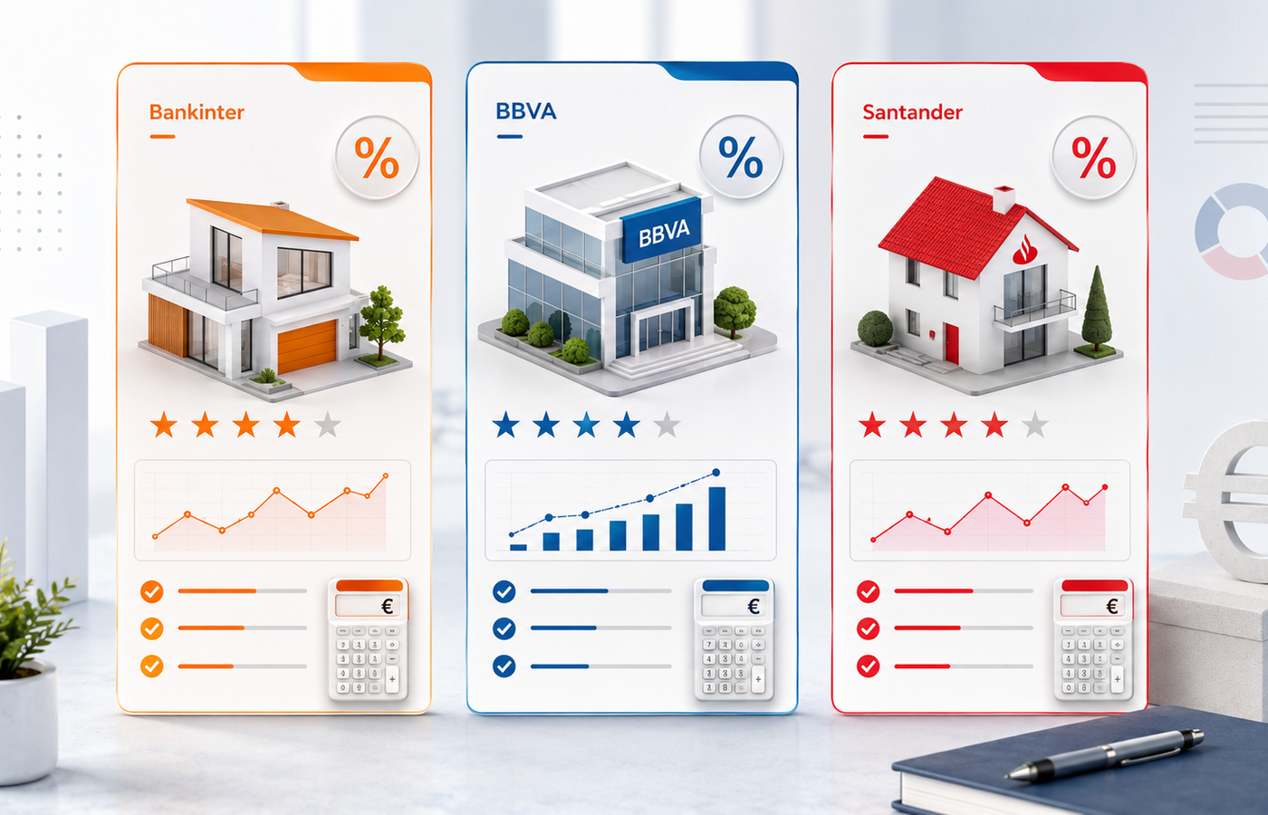 Bankinter vs BBVA vs Santander: hipotecas comparadas